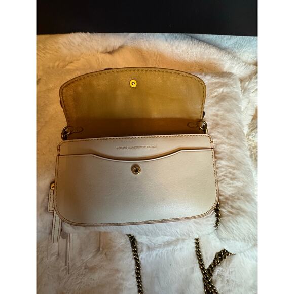 EXCELLENT CONDITION Coach Tea Rose Appliqué Leather Chain Shoulder Bag Ivory - Picture 10 of 12